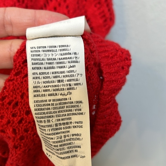 Hollister Red Open Knit Pointelle Short Sleeve Slouchy Sweater Top, size XS/S - Picture 5 of 7